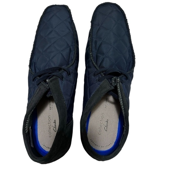 NIB Clarks Shacre II Step Moc Slip-On Suede Textile Loafers Blue Size 12 Wide - Picture 12 of 15